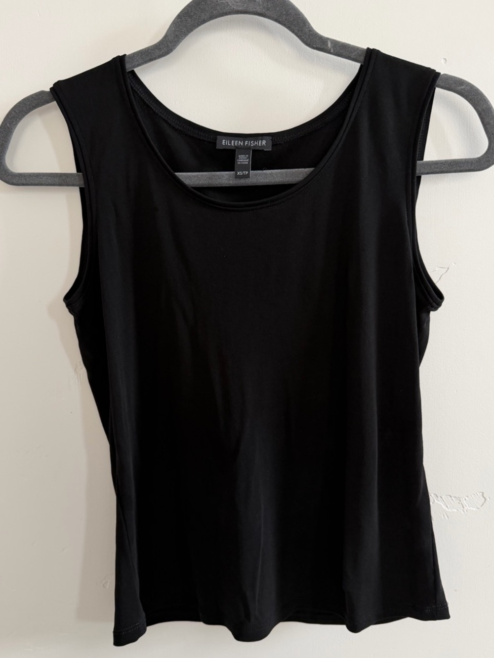 Eileen Fisher Black Stretch Crepe Tank / Shell Top XS - Picture 3 of 5